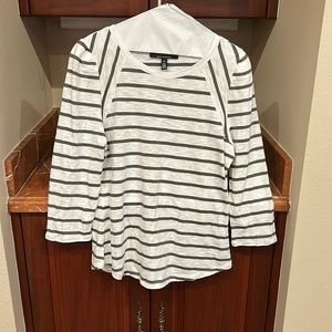 WHBM Olive Green Striped Shirt